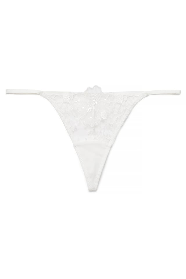 White Tanga mit Paillettenstickerei