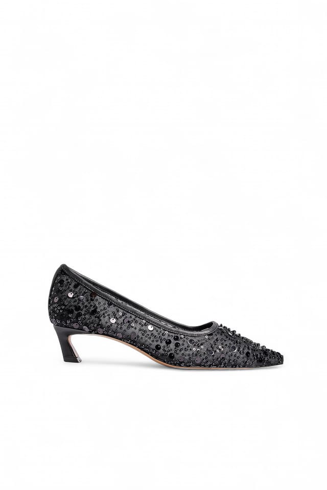 Black Pumps van mesh met pailletten