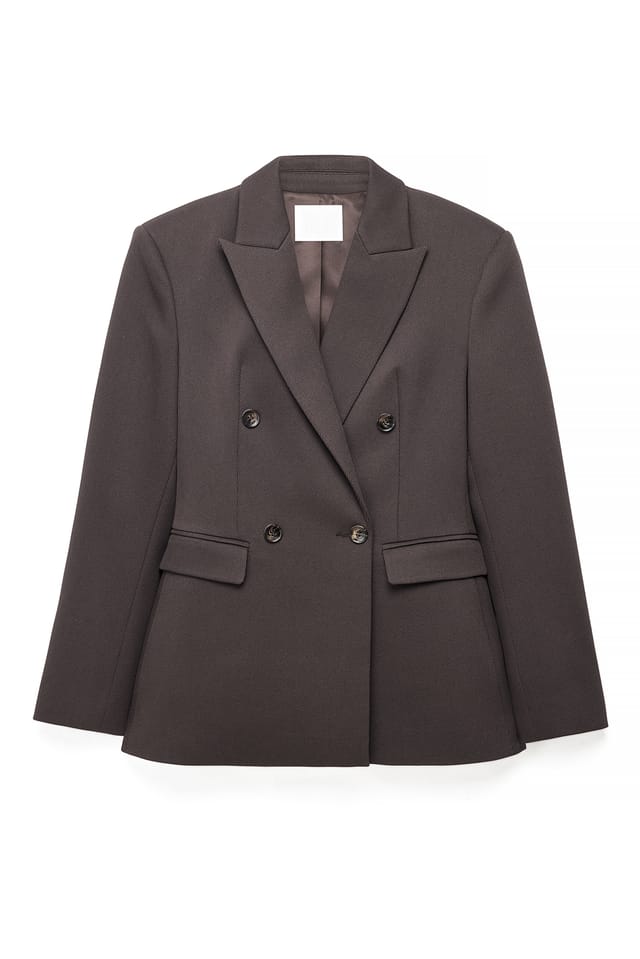 Brown Blazer en sergé à épaules marquées