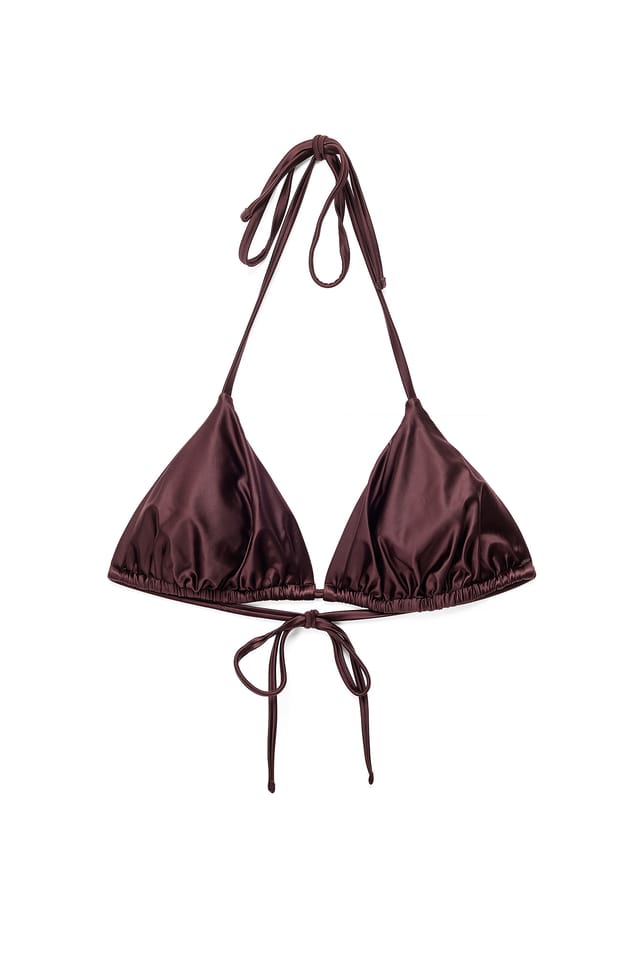 Brown glänzendes Triangel-Bikini-Oberteil