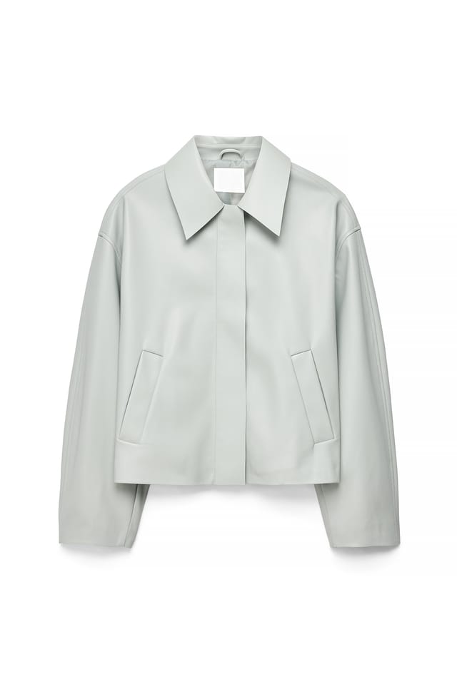 Mint Green Bomber court en similicuir