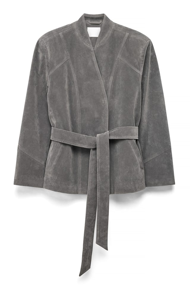 Grey kurze Jacke aus Kunst-Wildleder mit Schnürdetail