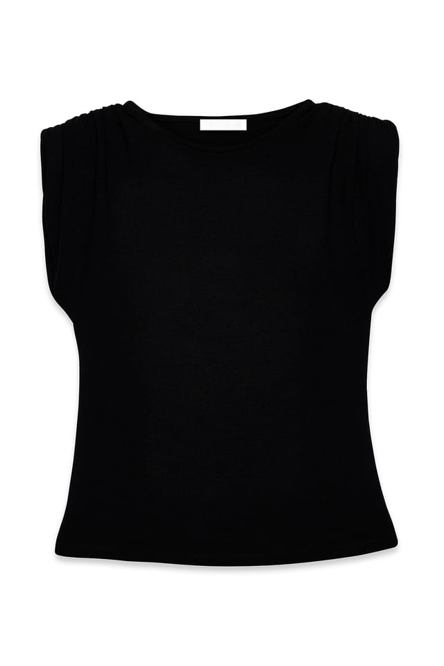 Black Shoulder Focus Top