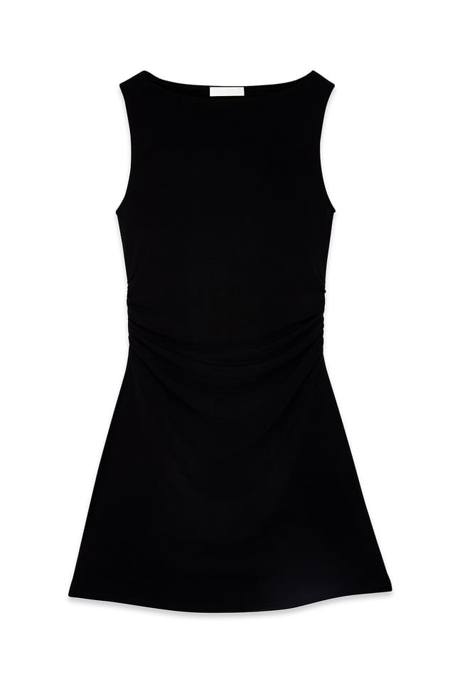 Black ärmelloses Jersey-Minikleid