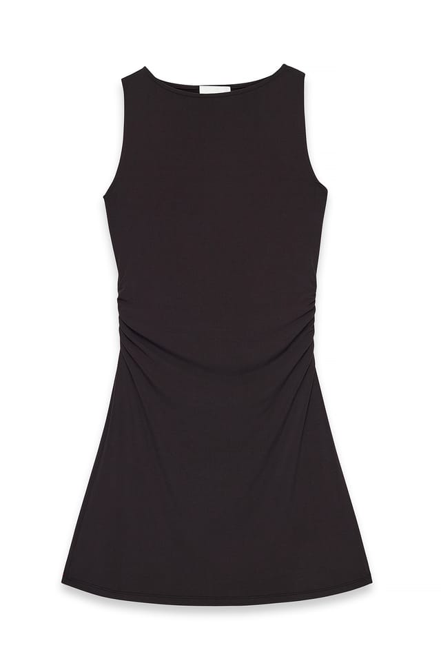 Brown Sleeveless Jersey Mini Dress