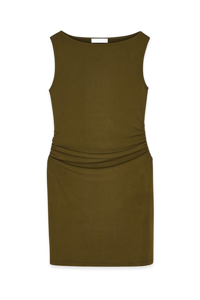 Green Sleeveless Jersey Mini Dress