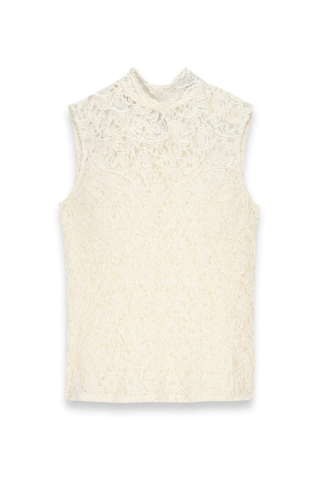 White Sleeveless Lace Top