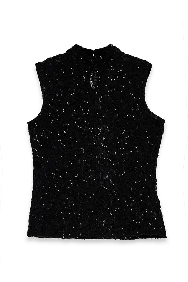 Black Sleeveless Lace Top