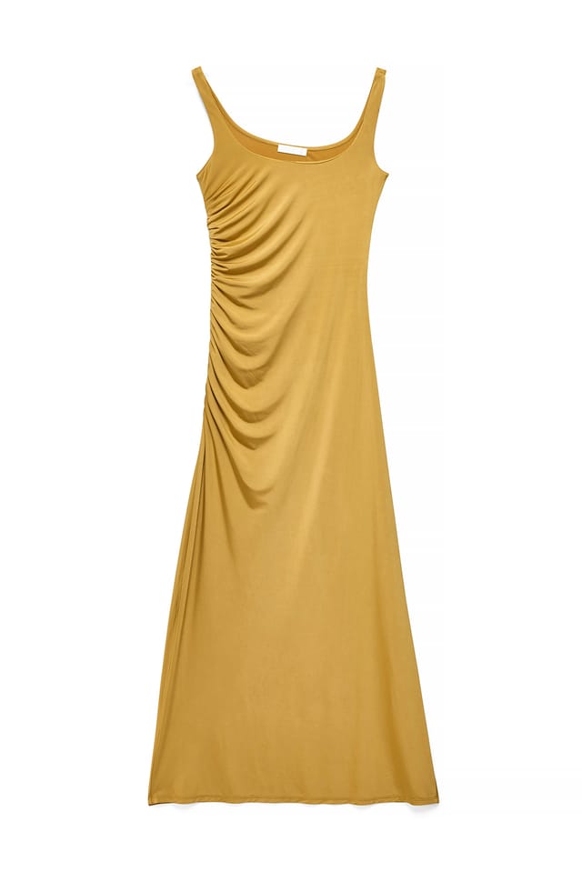 Burned Yellow Sleeveless Maxi Dress