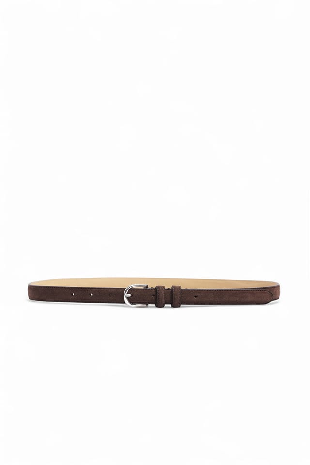 Brown Slim Suede Belt