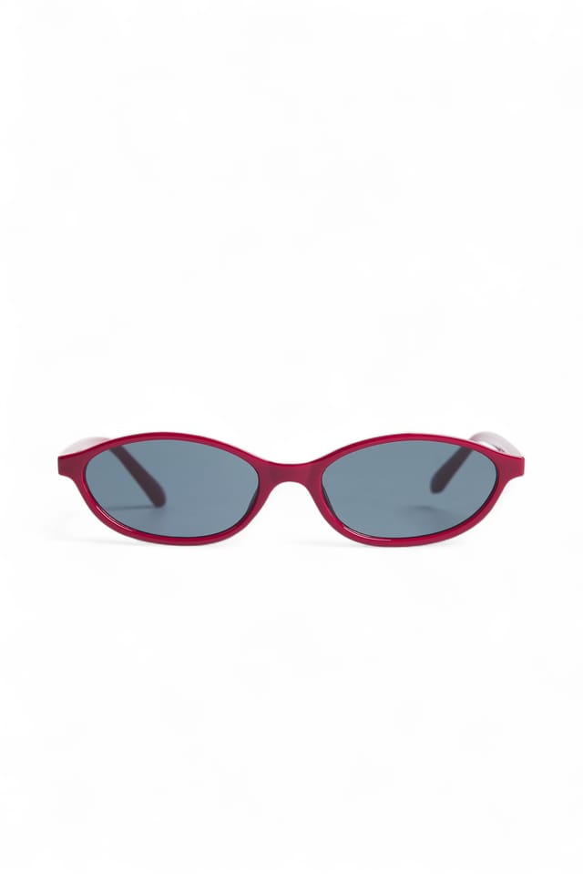 Burgundy Slim Frame Oval Sunglasses
