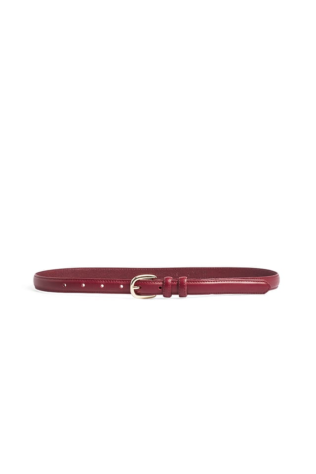 Burgundy Slim Leather Belt