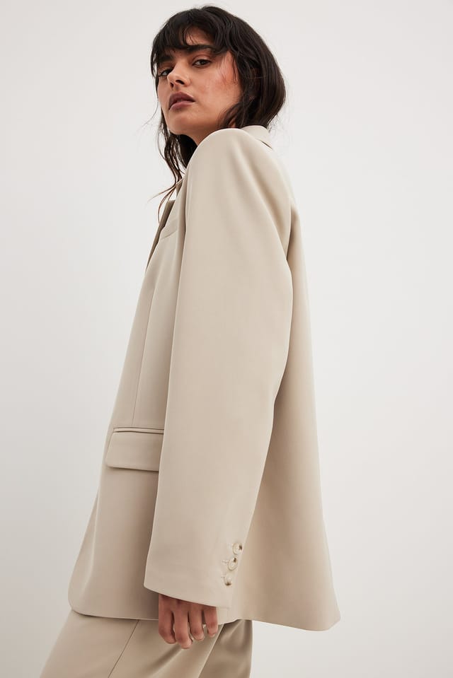 Beige Blazer oversize décontracté