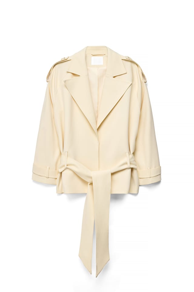 Light Beige weicher taillierter Mid-Trenchcoat