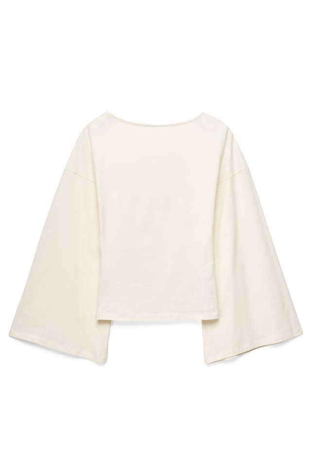 White Soft Cotton Wide Sleeve Jersey Top