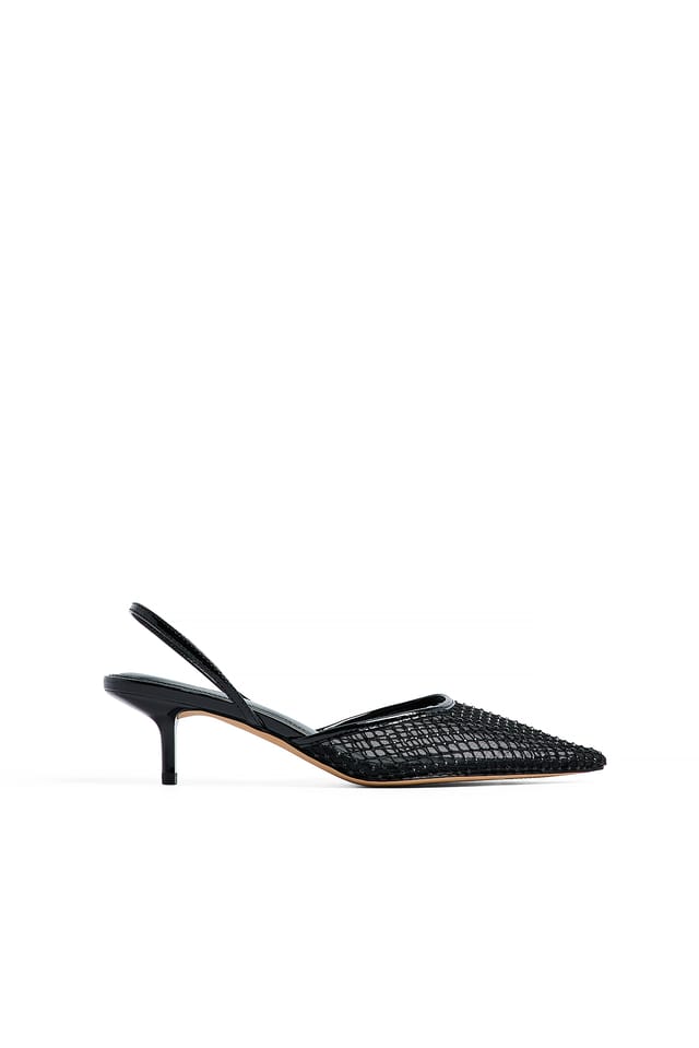 Black Glittrande pumps i mesh