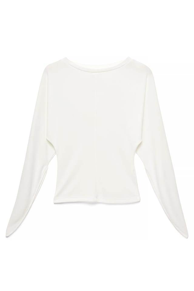 Cream Jersey-Oberteil mit gesplitteten Ärmeln