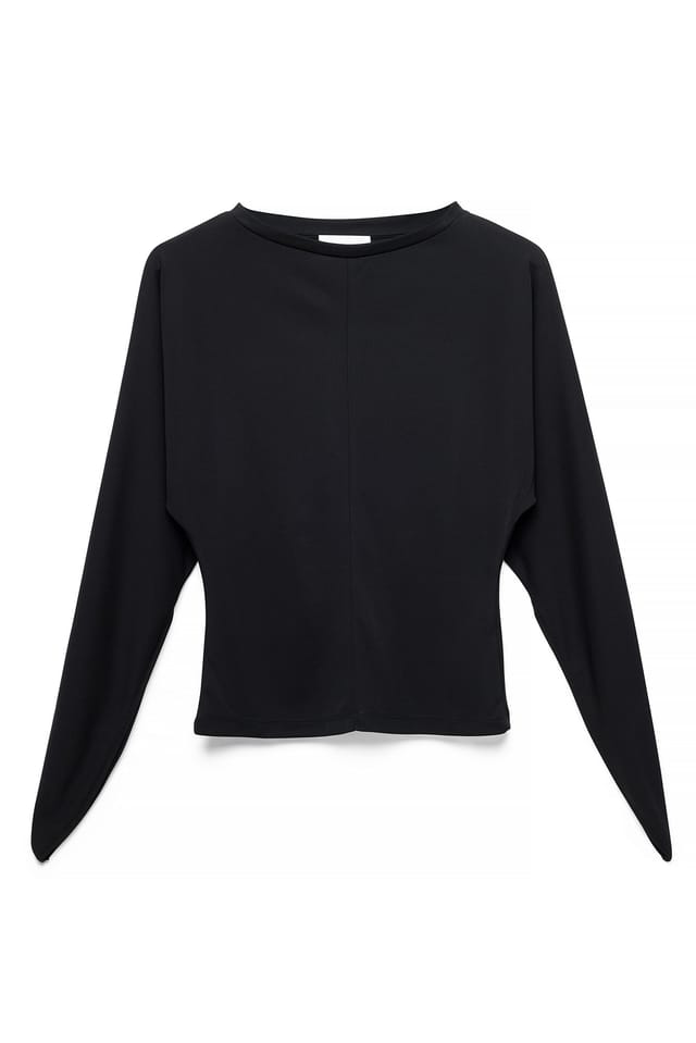 Black Split Sleeve Jersey Top