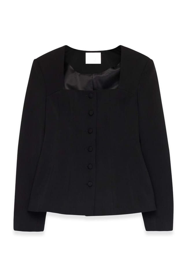 Black taillierter Blazer mit eckigem Ausschnitt