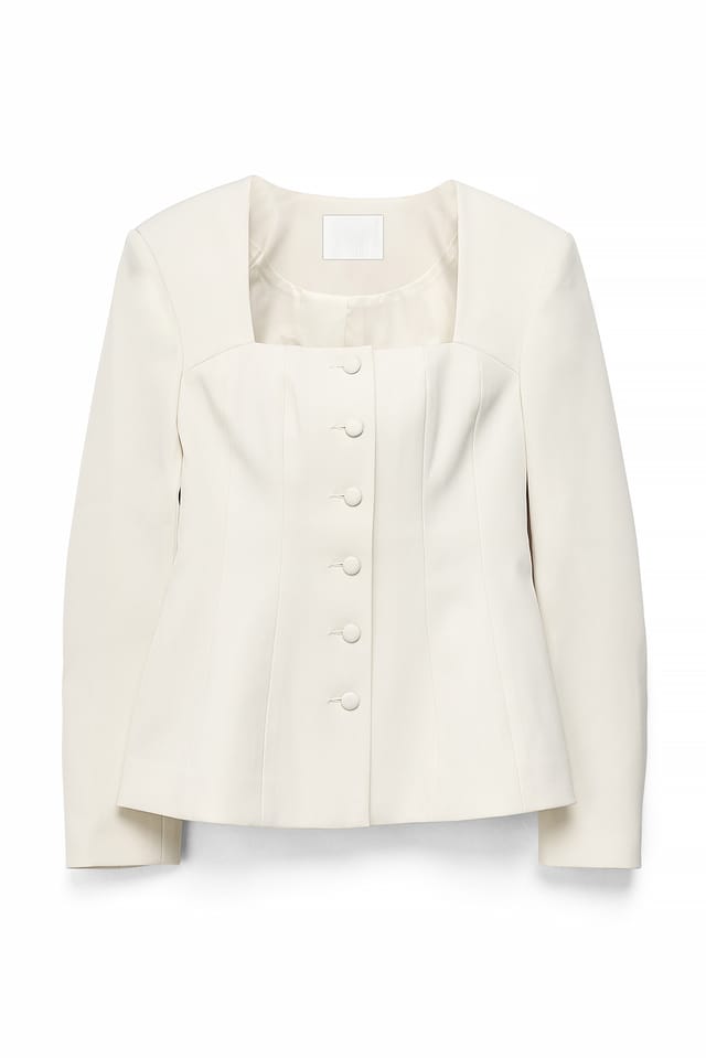 White taillierter Blazer mit eckigem Ausschnitt