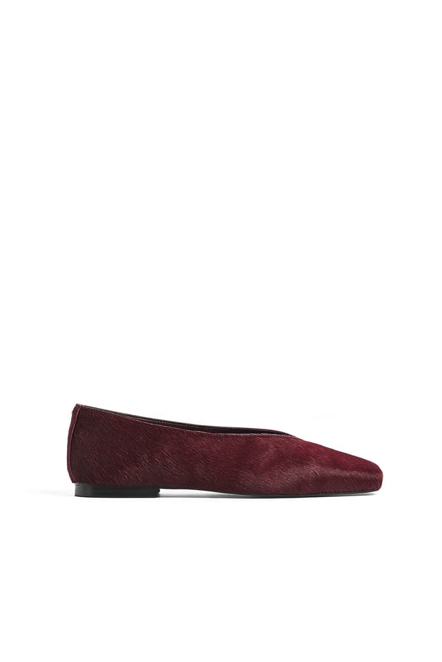 Burgundy Ballerinas aus Leder mit eckiger Zehenpartie