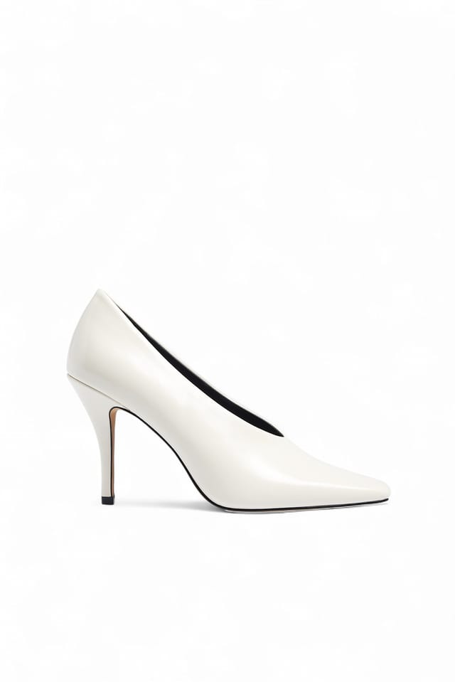 White Squared Toe Pumps