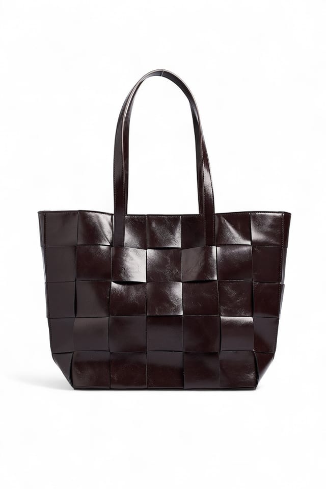 Brown Squared Woven Tote