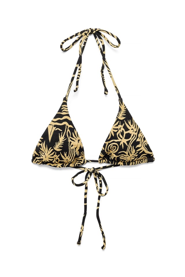 All Over Print strukturiertes Triangel-Bikini-Oberteil