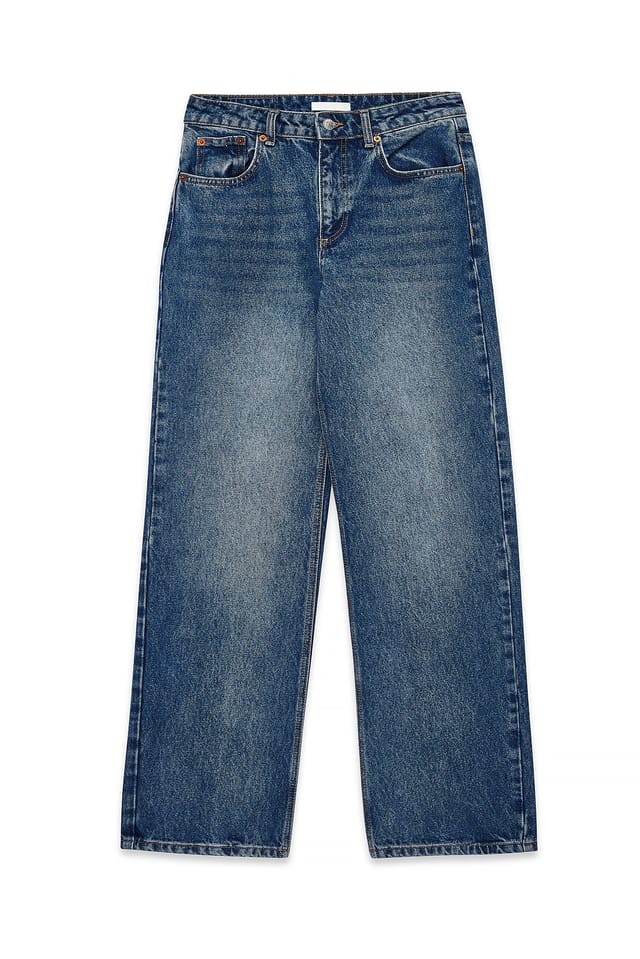 Mid Blue Raka jeans med medelhög midja