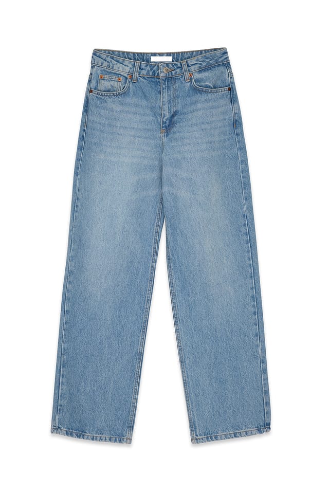 Blue/Light Blue Straight Mid Waist Jeans