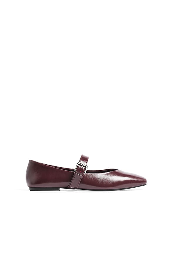 Burgundy Ballerinas mit Riemchendetail