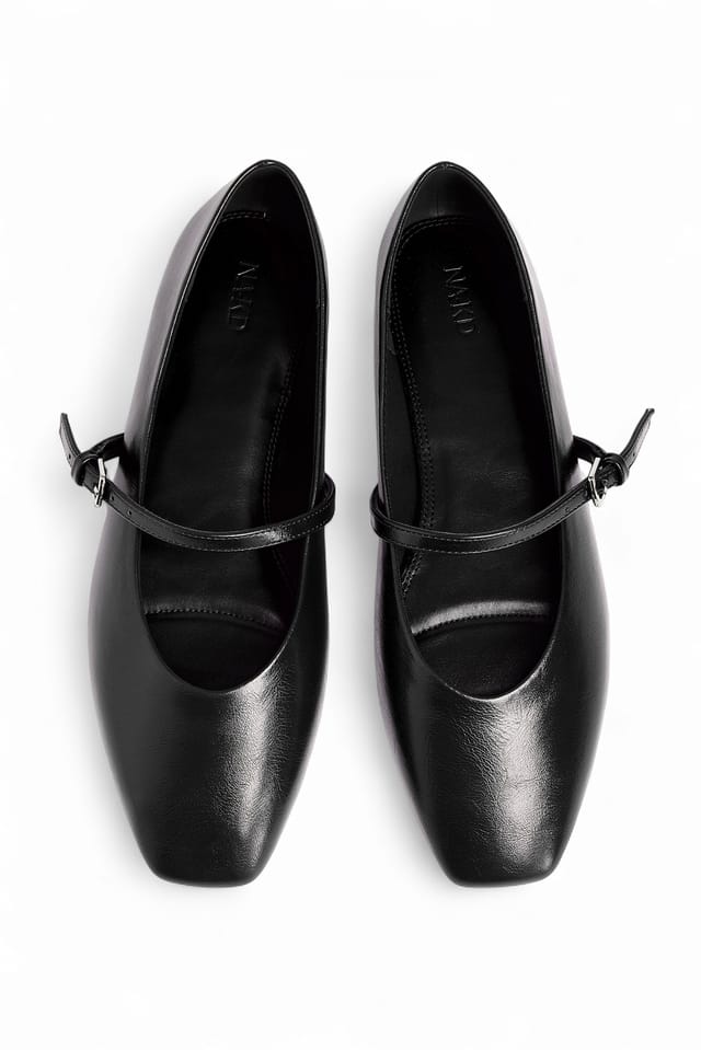 Black Strap Detail Ballerinas