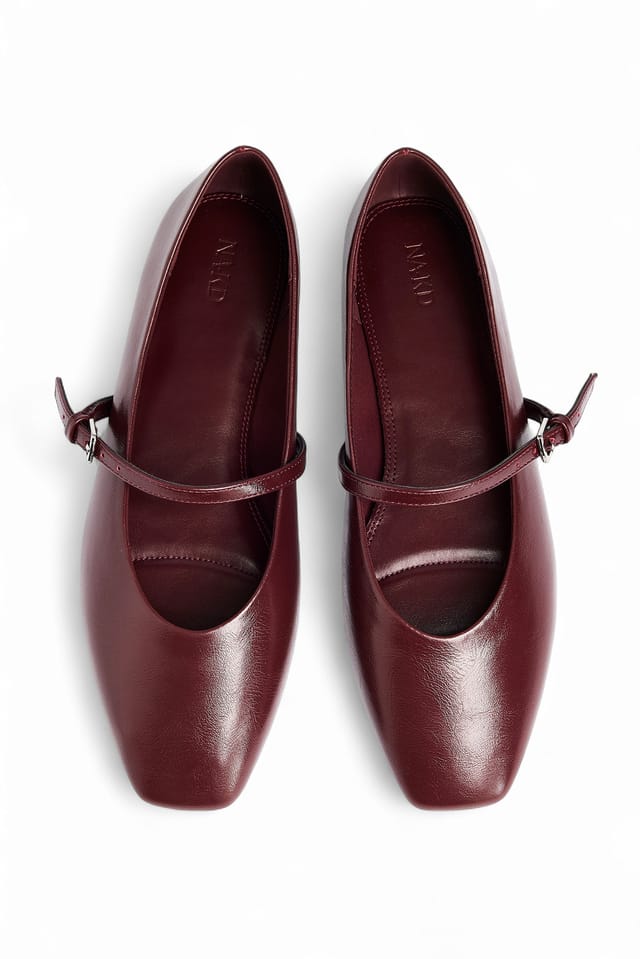 Burgundy Strap Detail Ballerinas
