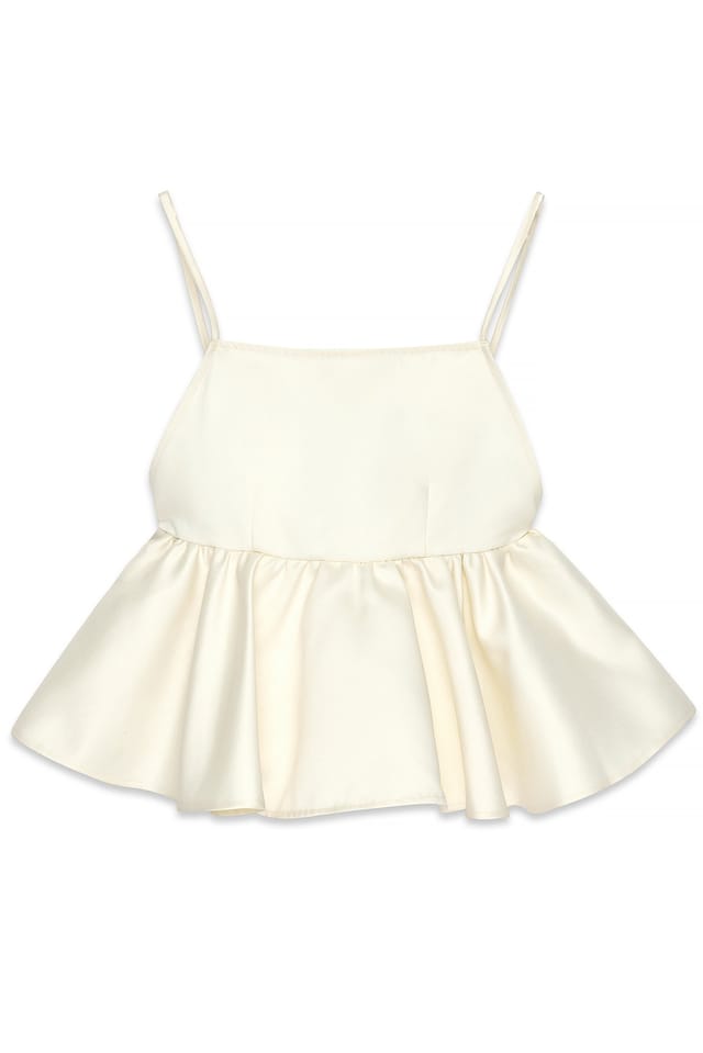Cream Strap Open Back Peplum Top