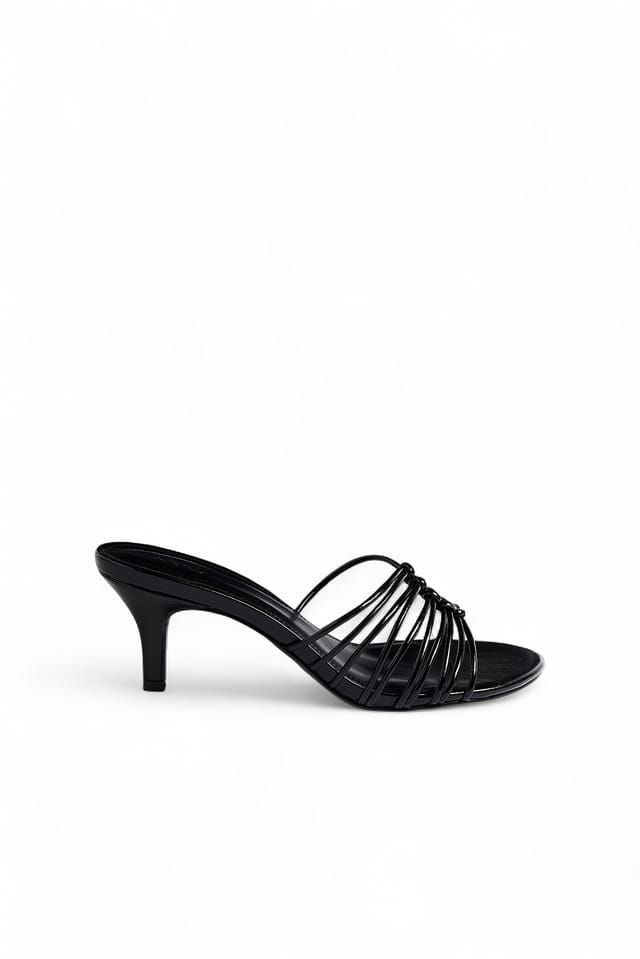 Black Strappy Details Mules