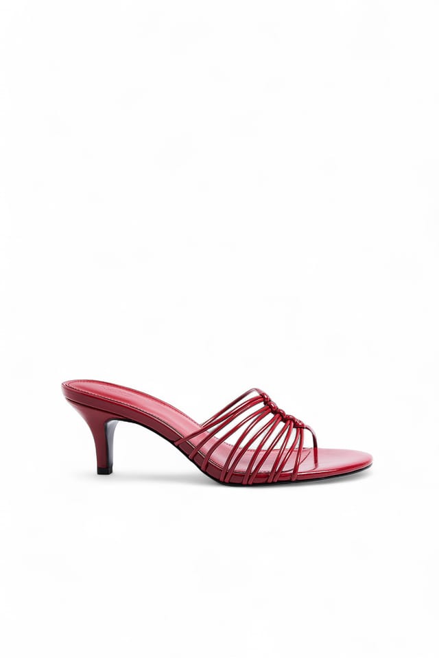 Poppy Red Strappy Details Mules