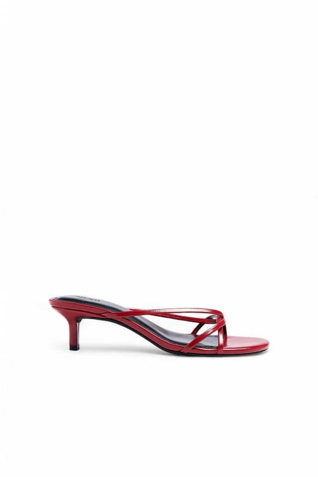 Red Strappy Kitten Heels