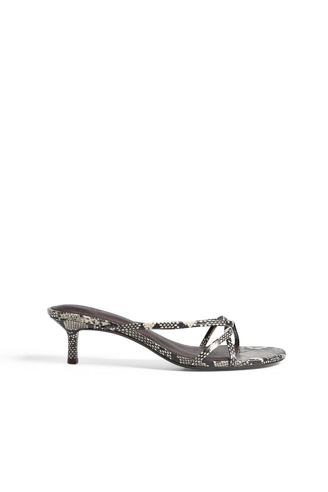 Snake Strappy Kitten Heels