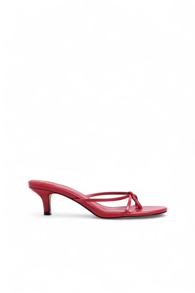 Red Strappy Low Heels