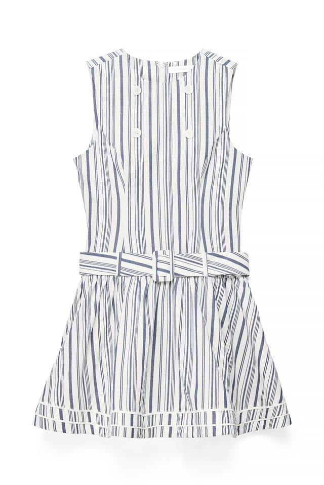 Blue/White Stripe Minikjole i bomuld med striber