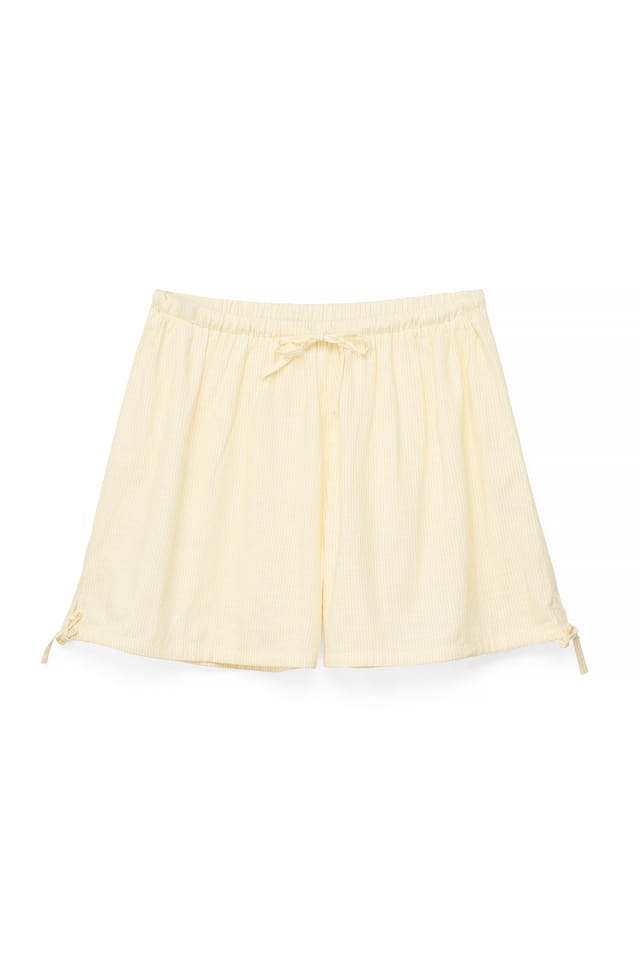 Yellow Stripe Buede shorts med striber og mellemhøj talje