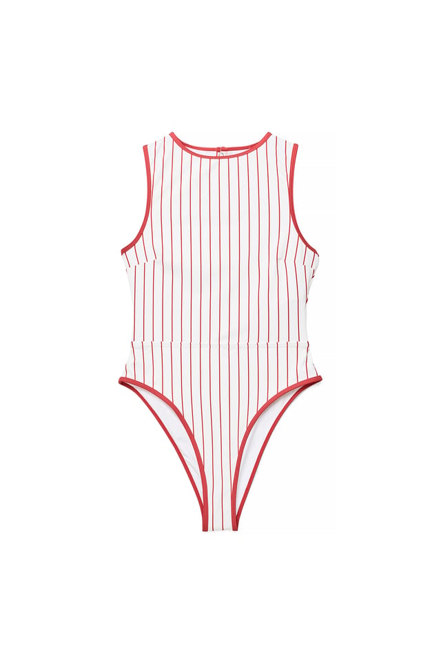 Red/White Stripe Stribet badedragt