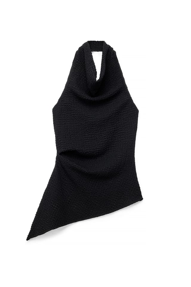 Black Structured Halterneck Top