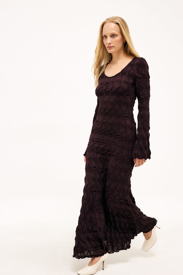 Brown Structured Maxi Dress