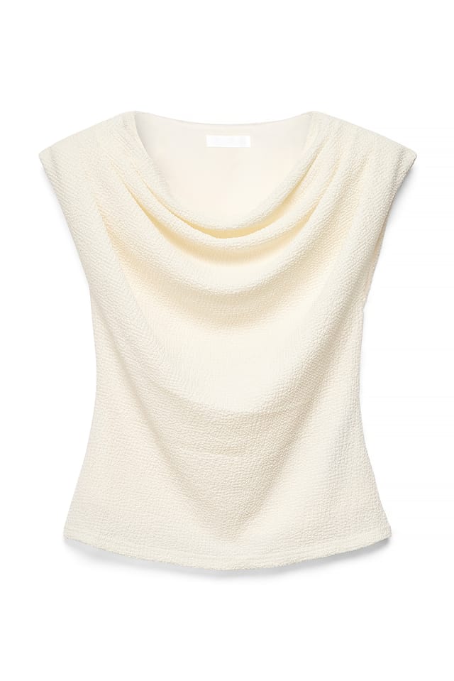 White Structured Shoulderpad Top