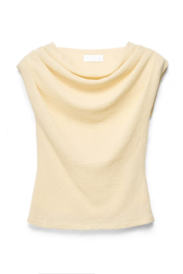 Light Yellow strukturiertes Top mit Schulterpolstern