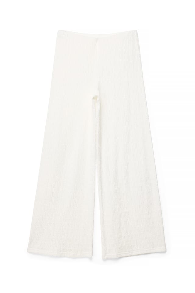 Offwhite Strukturert, rett bukse