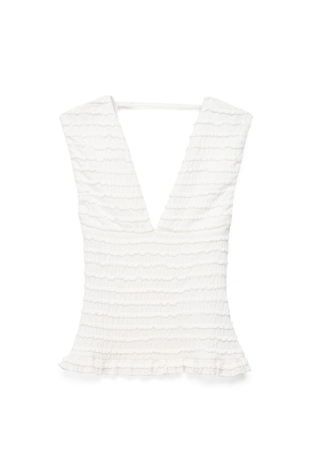 Offwhite Structured V-Neck Top