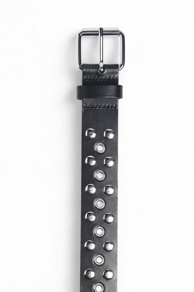 Black Studded Leather Belt