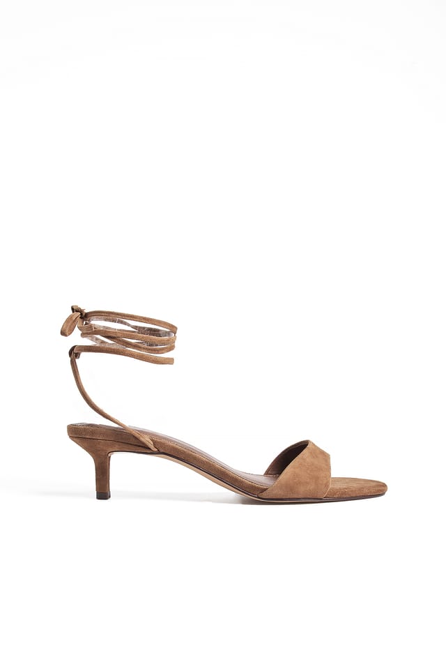 Brown Suede Ankle Strap Heels